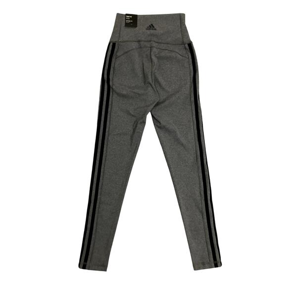 adidas Pants - Adidas Training Tights Women's X-Small Dark Grey Stripe Fit High Rise Running
